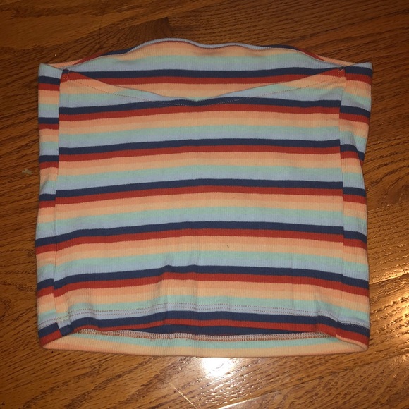 RAINBOW CROPED STRAPLESS TOP - Picture 2 of 3